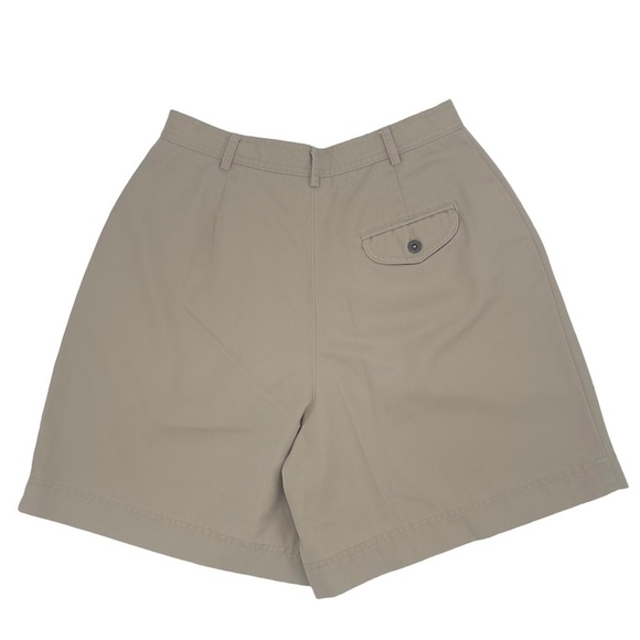 Vintage 90s LizSport High Waisted Mom Shorts Tan Chino Pleated Front | 27" Waist - Picture 7 of 8